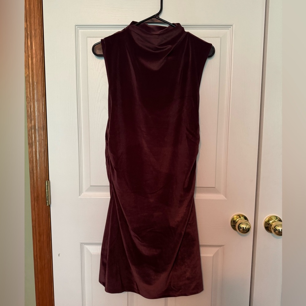 Sleeveless Burgundy Velvet Dress